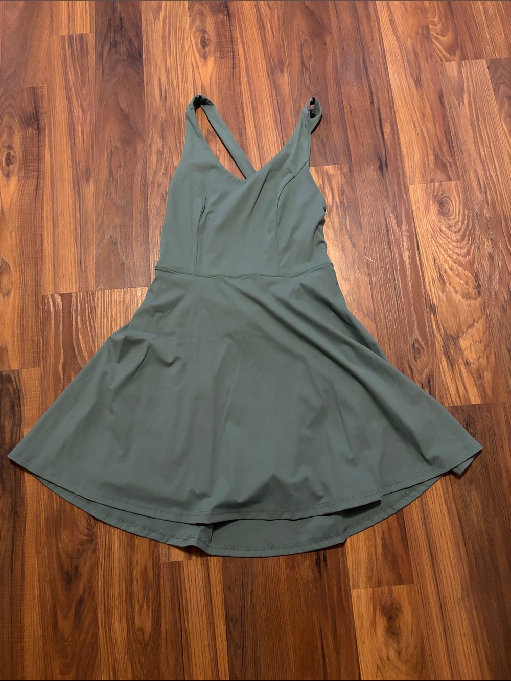Classic V-Neck  Green Athletic Dress